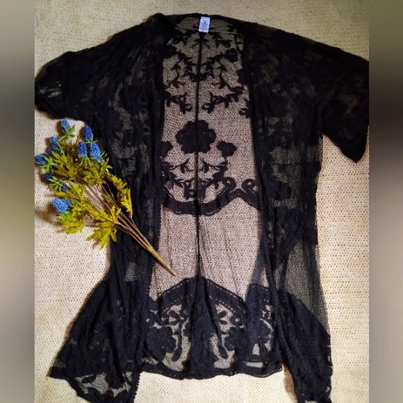 Time and Tru Sweaters - NWT Black Mesh Cardigan